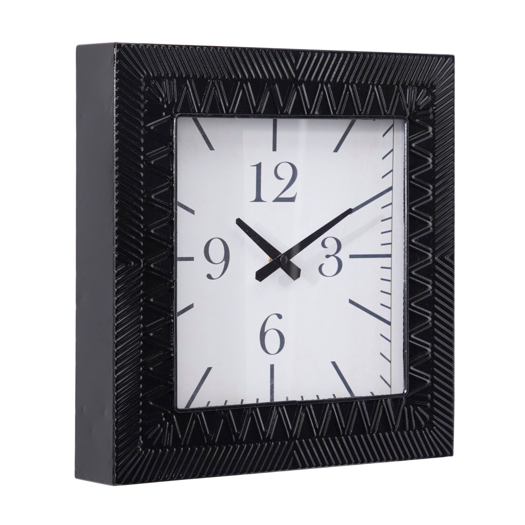 Black Metal Modern Wall Clock, 12" x 3" x 12"